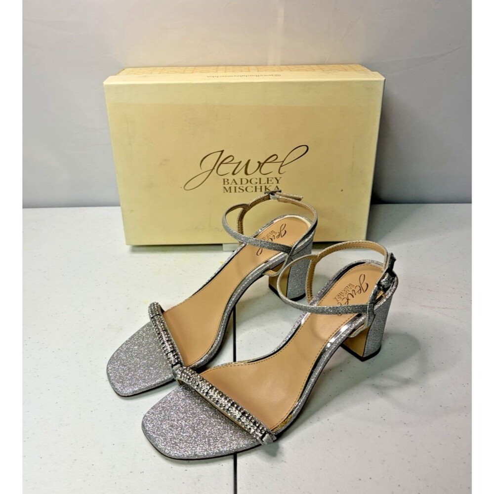 Jewel Badgley Mischka Charlee Glitter & Rhinestone Women’s Sandals Size 9.5 New